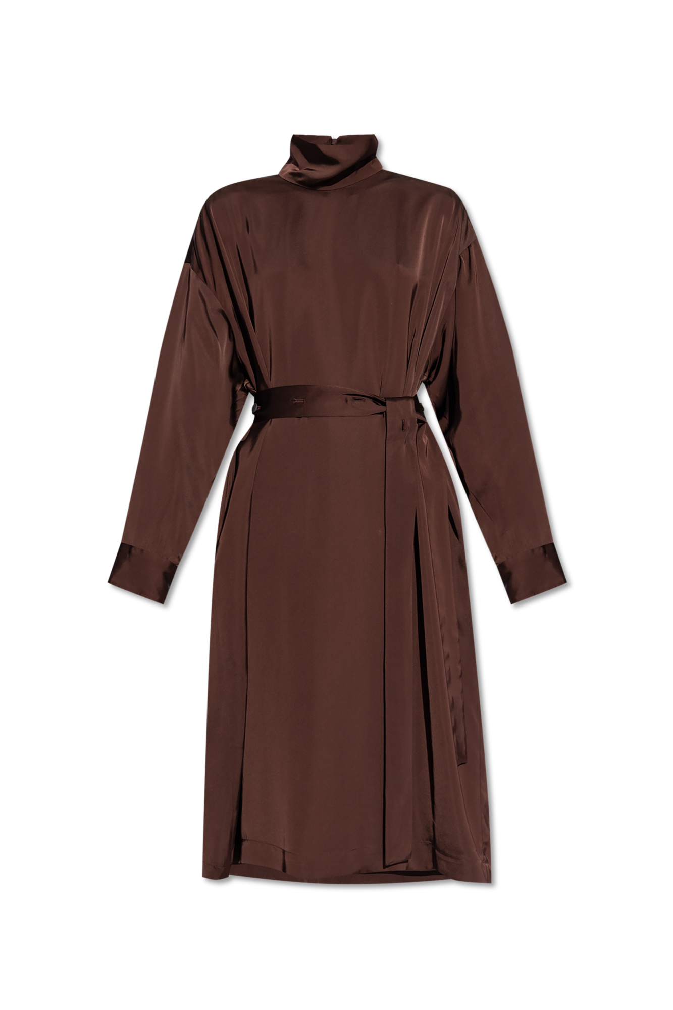 Burgundy Dress with a stand-up collar Fabiana Filippi